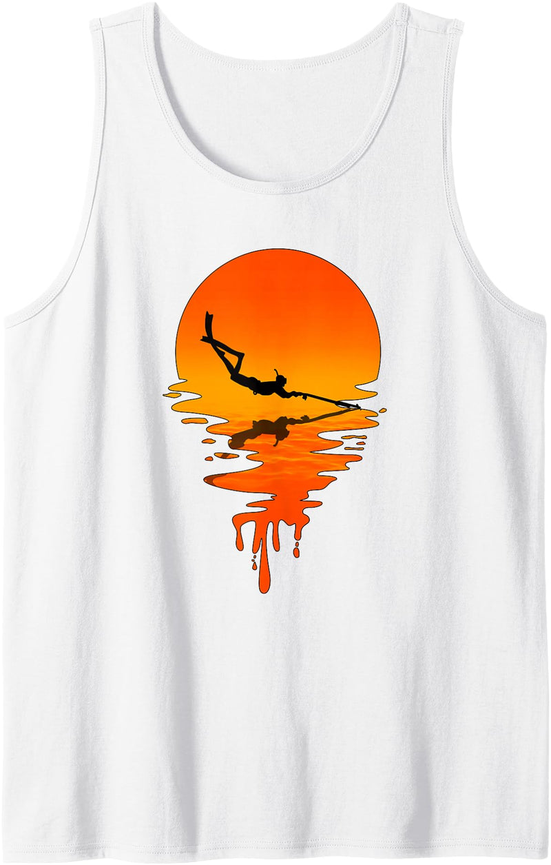 Spearfishing Vintage Tees Vintage Retro Style Spearfishing Tank Top - White