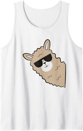 Funny Llama And Alpaca Gifts Alpaca Lover Llama With Sunglasses Cute Llama Alpaca Tank Top - White