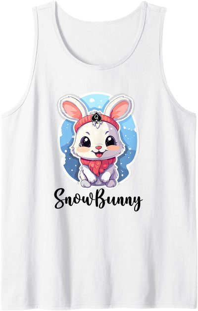 SnowBunny Cute Bunny in Red Scarf Winter Tank Top