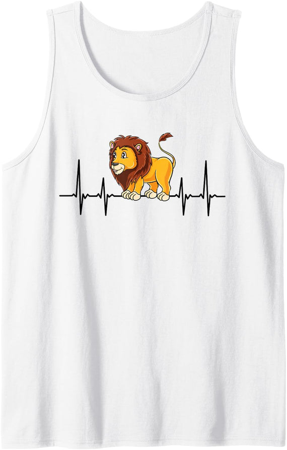 Cute Lion Kids Heartbeat Tank Top - White