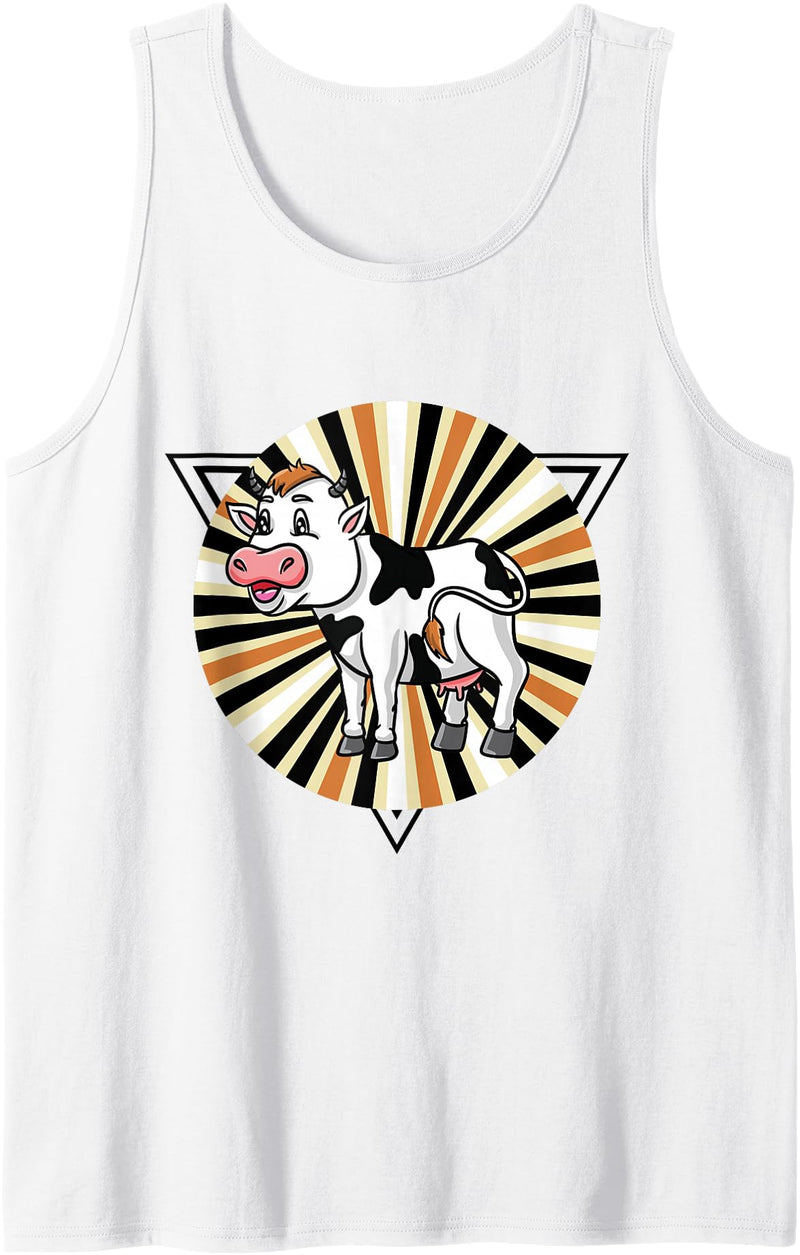 Hiking Lover Design Cute Cow Kids Cow Vintage Tank Top - White
