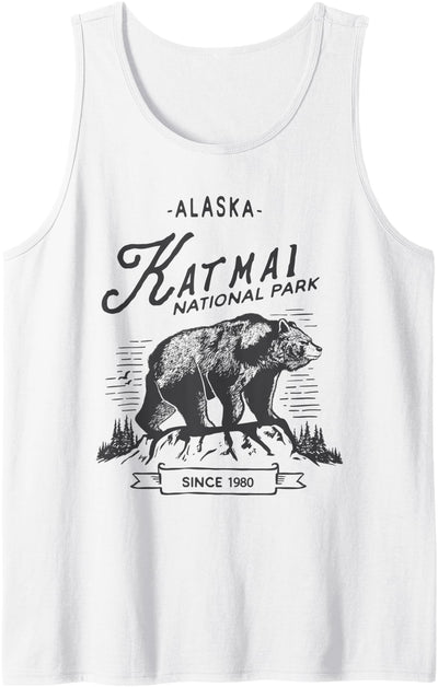 Vintage Katmai National Park Retro Bear Alaska Tank Top