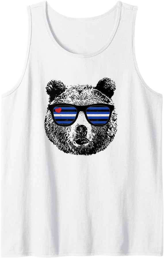 Equal Rights Gay Leather Designs Gay Bear Leather Pride Flag Colors Distressed Tank Top - White