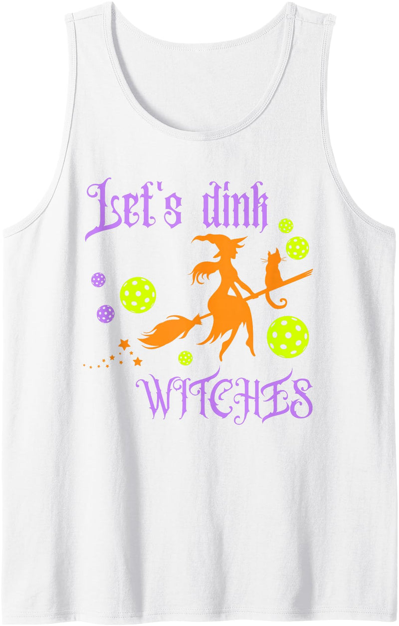 Halloween Pickleball Let's Dink Witches Tank Top - White