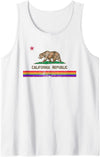 CALIFORNIA STATE FLAG LGBTQ GAY PRIDE RAINBOW TEES CALIFORNIA STATE FLAG BEAR LGBTQ GAY PRIDE RAINBOW PARADE Tank Top - White