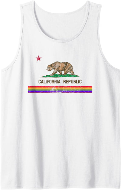 CALIFORNIA STATE FLAG BEAR LGBTQ GAY PRIDE RAINBOW PARADE Tank Top
