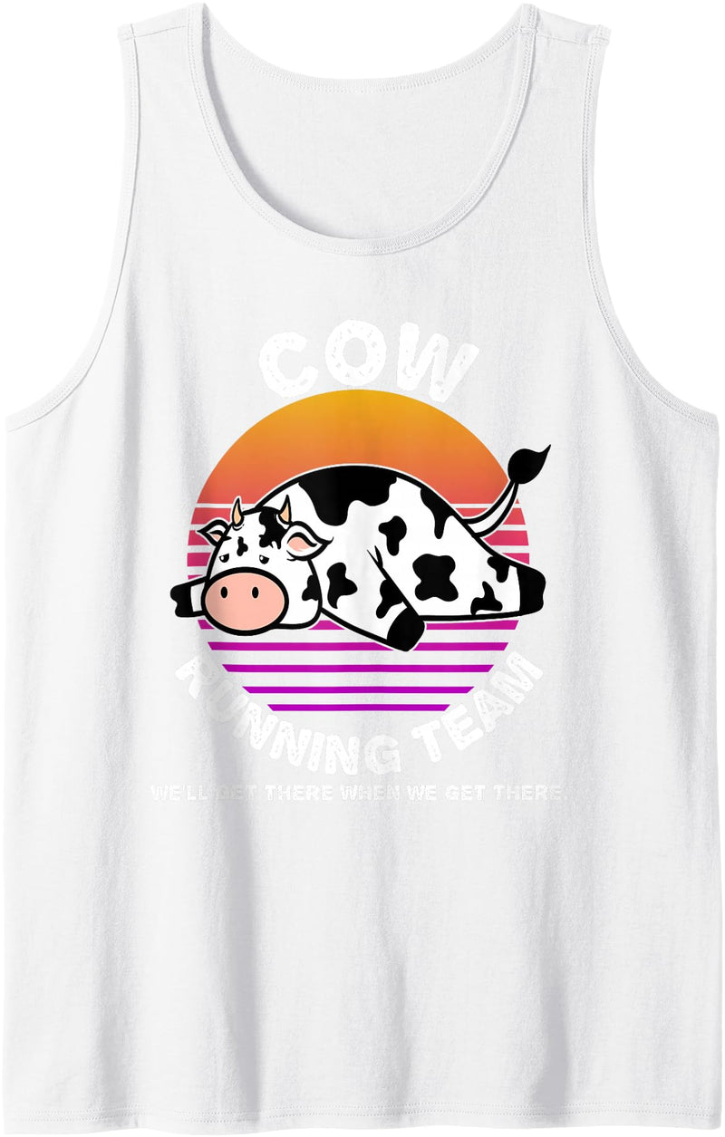 Running Shirts by CrushRetro Funny Dairy Cow Running Team Shirt Kids Men Women Gift Tank Top - White