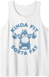 Humor House Kinda Fit Sorta Fat Funny Big Belly Gym Bear Lazy Fitness Tank Top - White