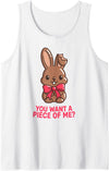 Chocolate Bunny Do You Want Piece of Me Funny Easter Rabbit Tank Top in White