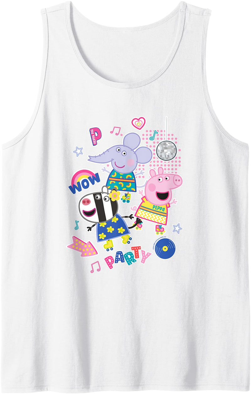 Peppa Pig Disco Party With Friends Retro Group Shot Tank Top - White