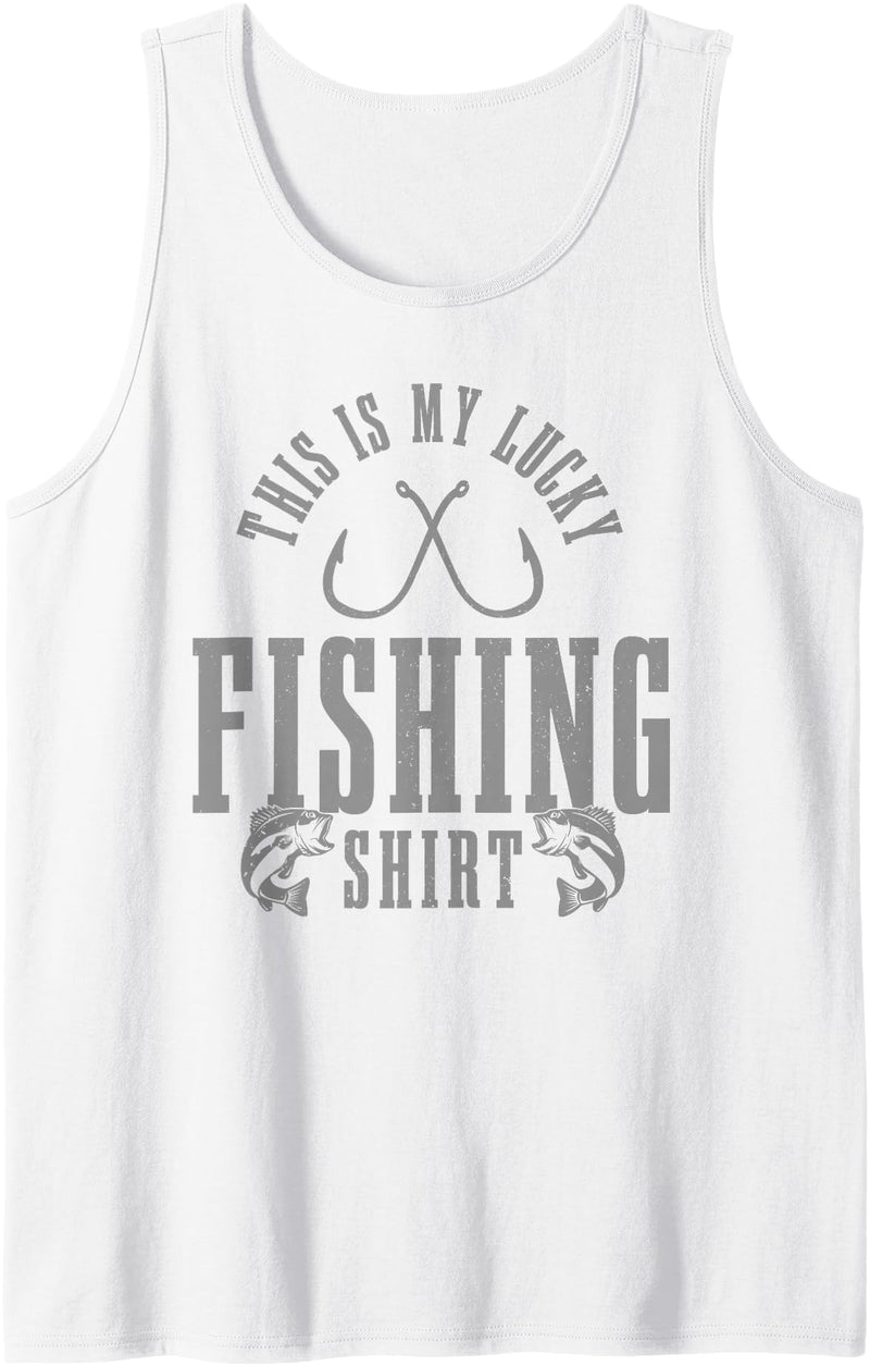 Angeln Apparel Co. - Geschenke für Angler Fishing Saying Angler Gift This Is My Lucky Fishing Tank Top - White