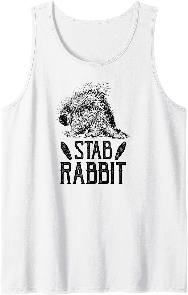 Stab Rabbit Funny Porcupine Outdoor Camping Parody Tank Top in White