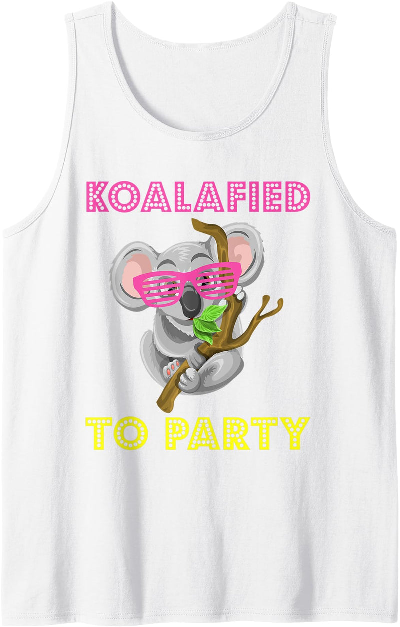 Koala Puns Apparel Koalafied to Party Tee Koala Bear Funny Cute Animal Pun Tank Top - White