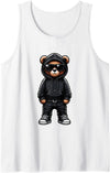 Urban Teddy Bear Graphic Hip Hop Rappers Aesthetic Teddy Bear Cool Bears Hip Hop Streetwear Graphic Colorful Tank Top - White