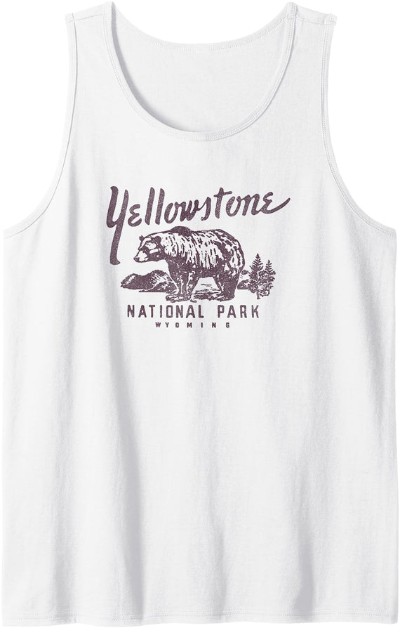 Yellowstone National Park Destinations Yellowstone National Park Bear Graphic Tank Top - White