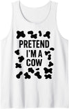 Funny Halloween Tee Shirts Store Co. Pretend I'm a Cow Shirt Adult Costume Halloween Cow Print Tank Top - As Pictured
