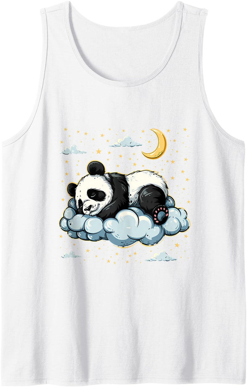 Cute Sleeping Animals Panda Sleeping Moon Napping Sleep Panda Bear Sleepy Animal Tank Top - White
