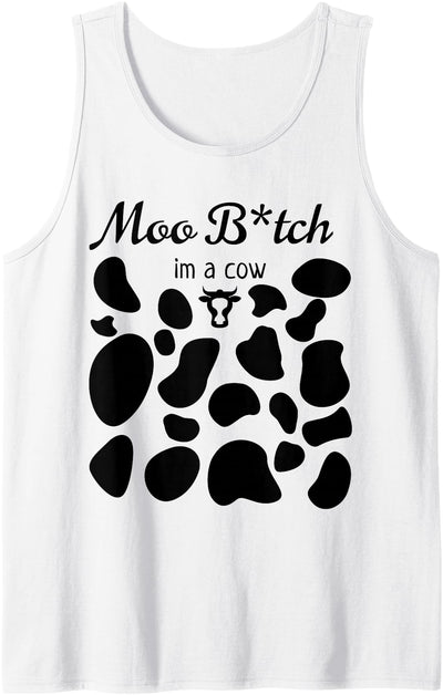 Moo I'm a Cow Print Parody Costume Funny Not Spooky Tank Top