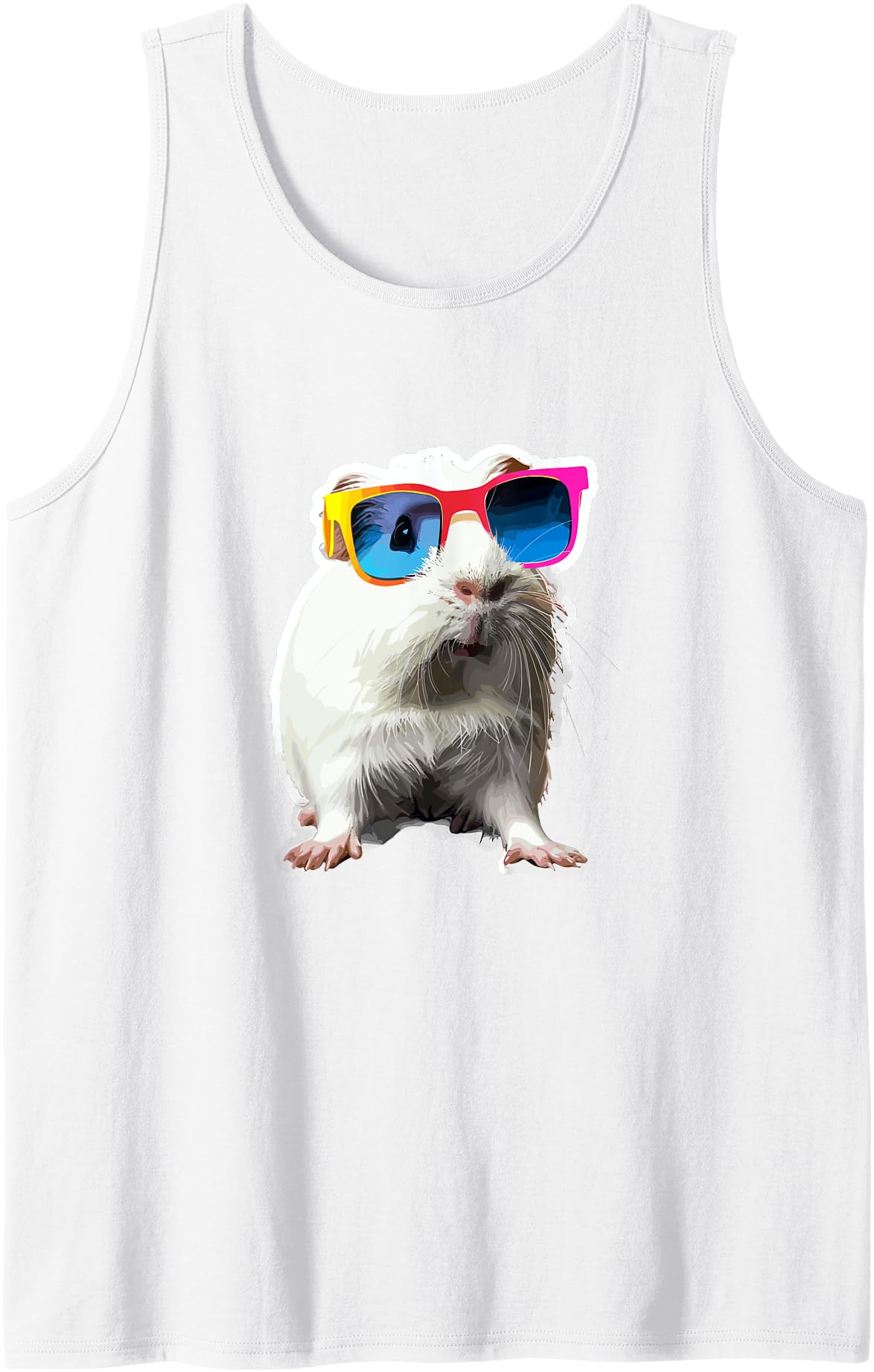 Guinea pig sunglasses Cute guinea pig Chilt with sunglasses Tank Top - White