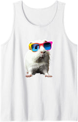 Guinea pig sunglasses Cute guinea pig Chilt with sunglasses Tank Top - White