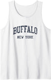 Buffalo New York T-shirts & Tees Buffalo NY JN5 Vintage Athletic Blue Design Tank Top - White