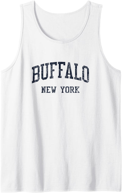 Cow Buffalo Ny Jn5 Vintage Athletic Blue Tank Top