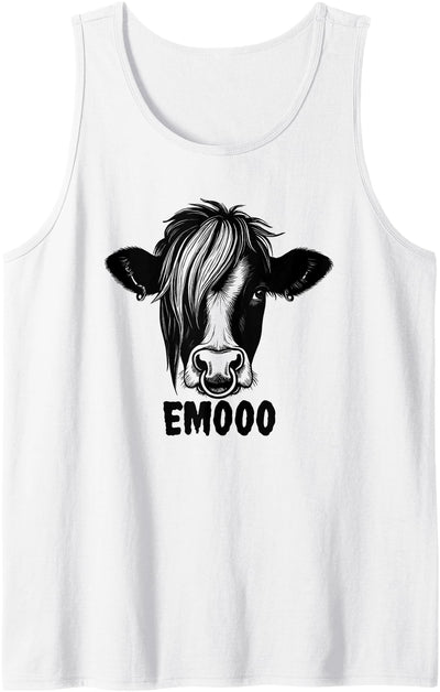 Emo Fringe Animal Cow Emooo Funny Emo Cow Tank Top