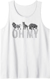 Wild Animal DESIGNS Lions Tigers Bears OH MY - Classic Wizard of Oz Inspired Tank Top - White