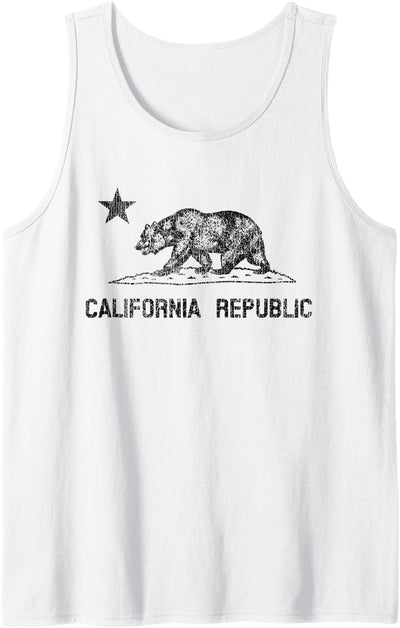 California Republic Flag Distressed Bear Tank Top