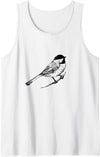 Chickadee Bird Animal Birding Tank Top - White