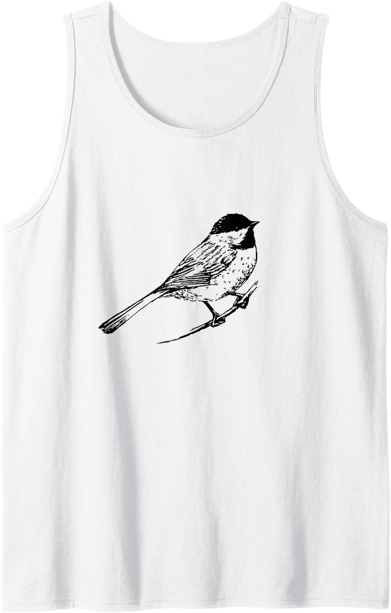 Chickadee Bird Animal Birding Tank Top - White