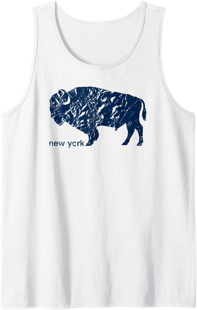 Cow Whereabouts Buffalo Ny Blue Distressed Buffalo Tank Top