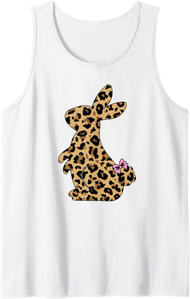 Easter Leopard Bunny Rabbit for Women and Girls, Cute Easter Tank Top in White