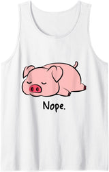 Dibba Designs Nope Pig Not Today Animal Piggy Cute Cool Funny Pig Lovers Tank Top - White