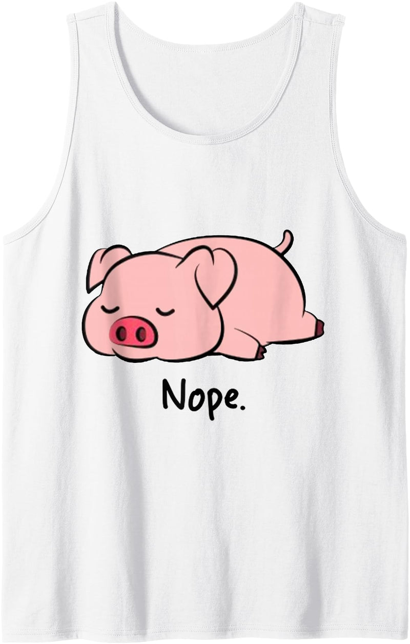 Dibba Designs Nope Pig Not Today Animal Piggy Cute Cool Funny Pig Lovers Tank Top - White
