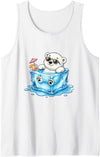 Cool Polar Bear Summer Ice Cube Vibes Chill Polar Bear in Ice Cube Summer Mood Tank Top - White