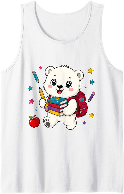 Cute Polar Bear Back to School Kids Teacher Student Tank Top