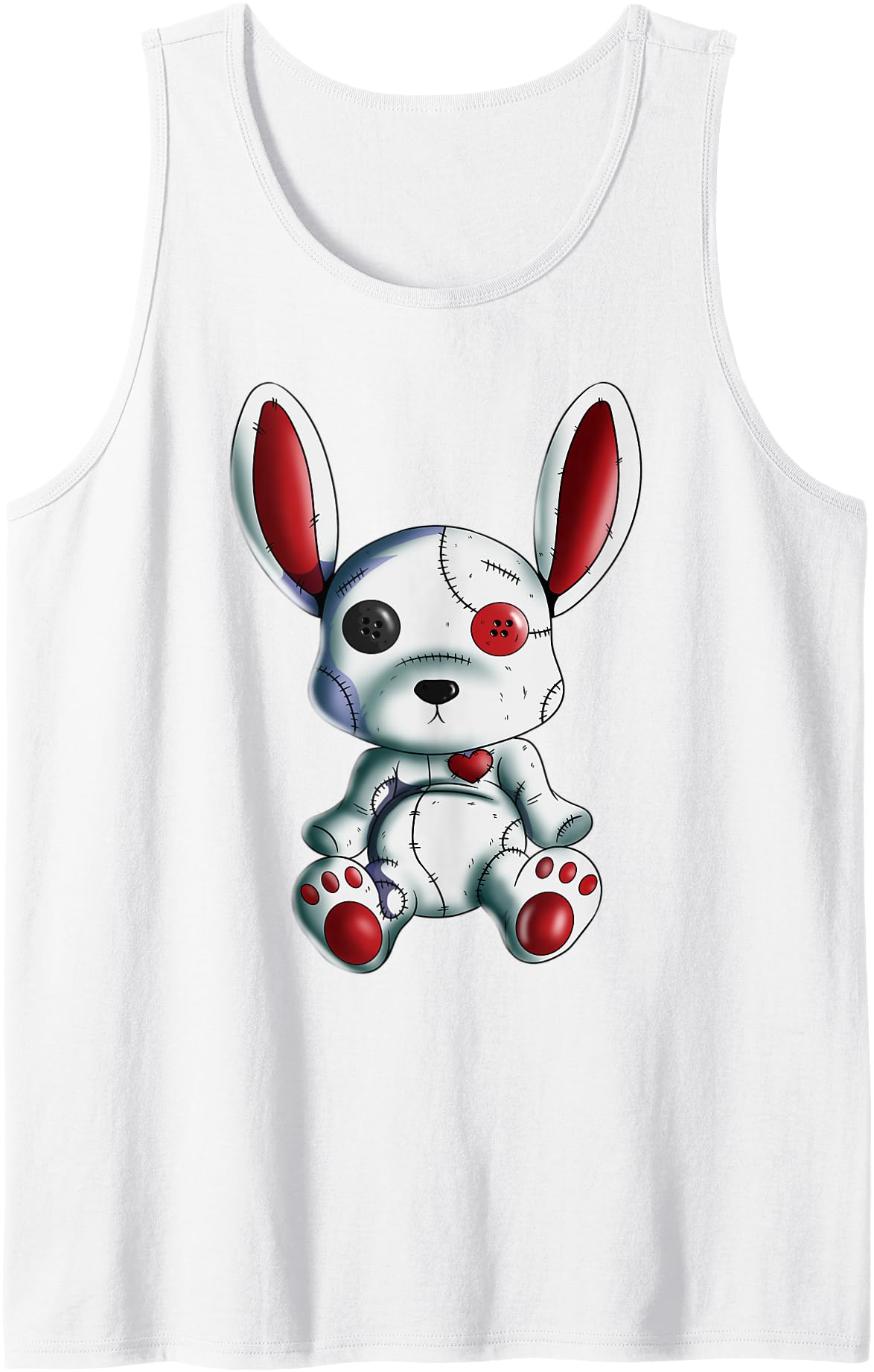 Gothic Goth Rabbit Outfit Rabbit Lover Horror Design Heart Tank Top in White
