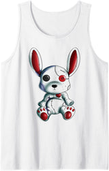 Gothic Goth Rabbit Outfit Rabbit Lover Horror Design Heart Tank Top in White