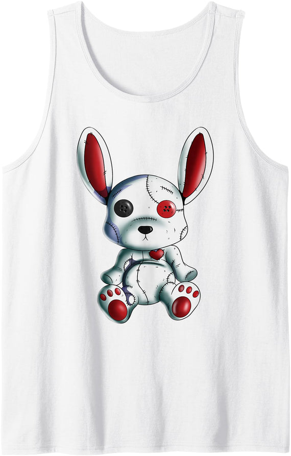 Gothic Goth Rabbit Outfit Rabbit Lover Horror Design Heart Tank Top in White