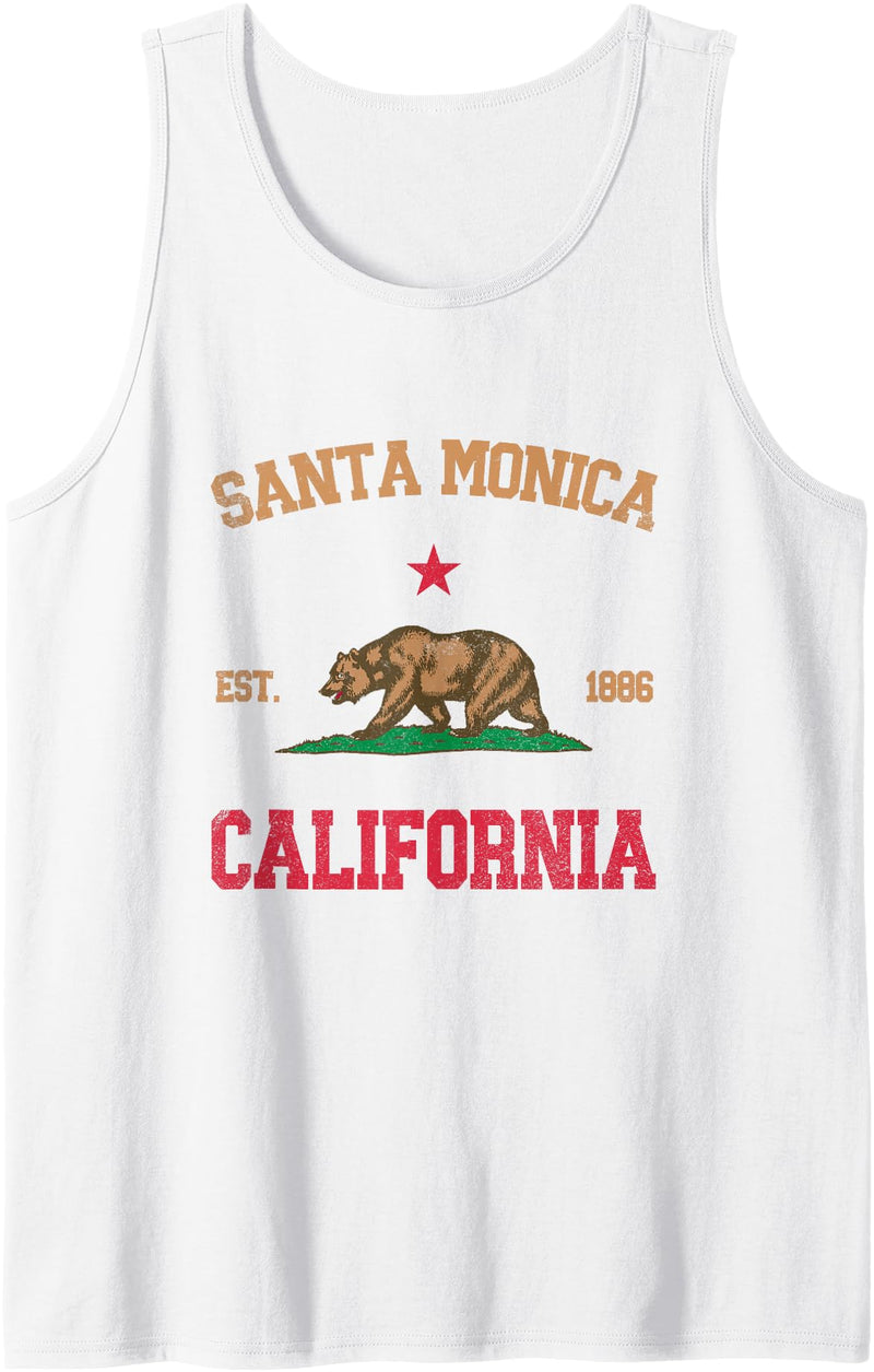 Santa Monica California CA Designs Santa Monica California Tank Top - White