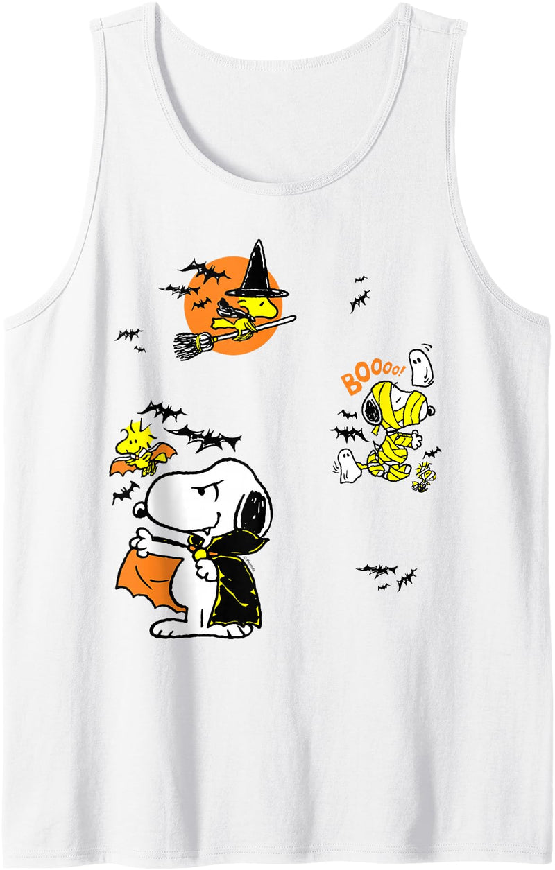 Peanuts Snoopy and Woodstock Halloween Fun Tank Top - White
