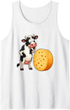 Funny Cow Cheese Dairy Farm Humor Black White Cow Cheese Lover Dairy Humor Tank Top - White
