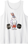 Rabbit Weightlifting Funny Deadlift Fitness Easter Day Tank Top in White