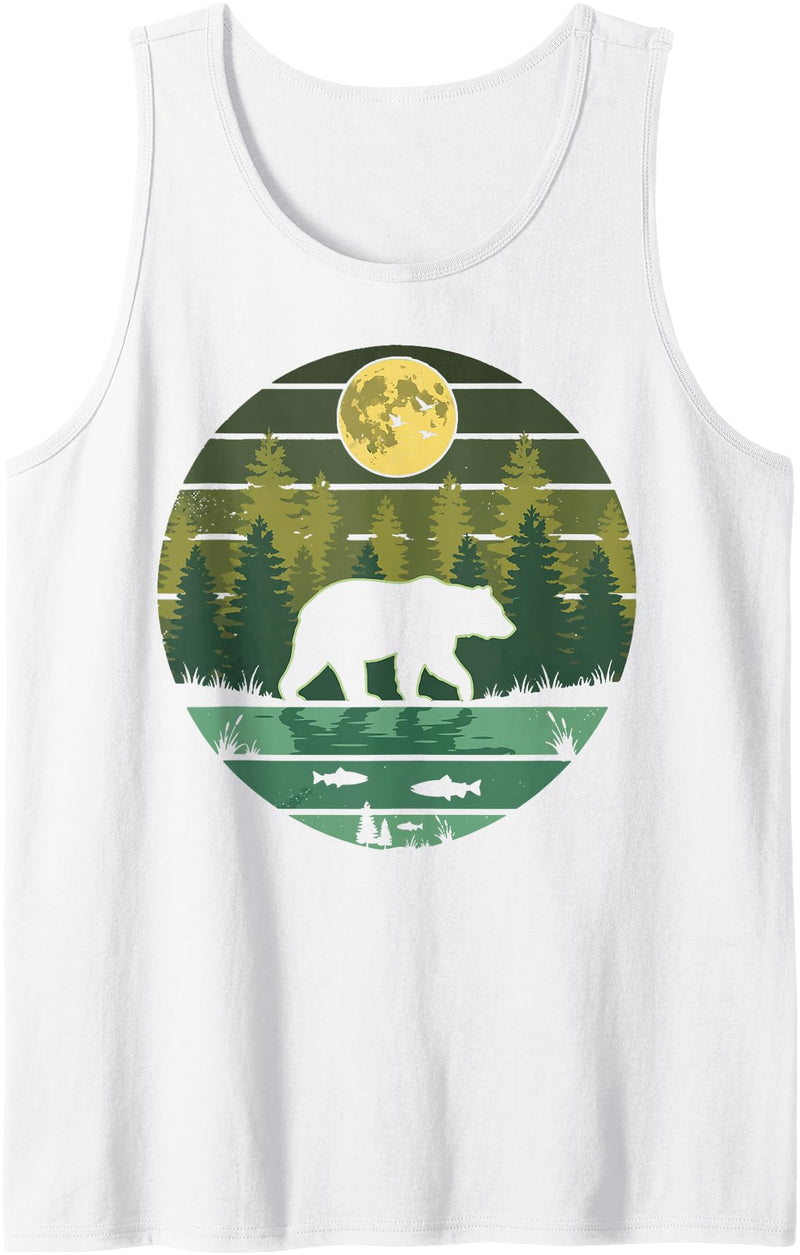 Grizzly Bear Camping Hiking Mountain Vintage Bear Forest Retro Wildlife Nature Tank Top - White