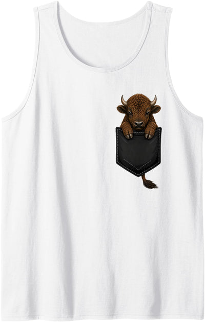 Funny Bison Buffalo in Pocket Farm Animal American Lover Tank Top