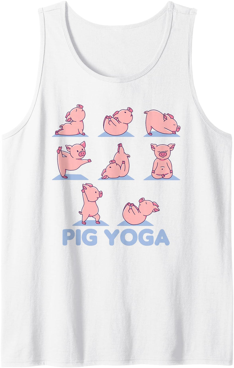 Yoga Animals are doing Sports Pig Yoga Cute Pigs Doing Sport Pig Yoga Tank Top - White