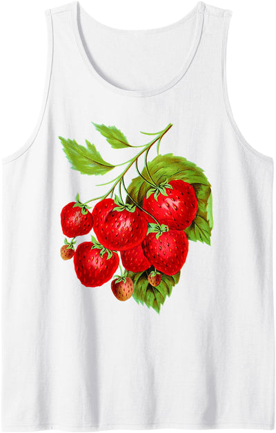 Strawberry Aesthetic Botanical Fruit vintage Gardening Tank Top