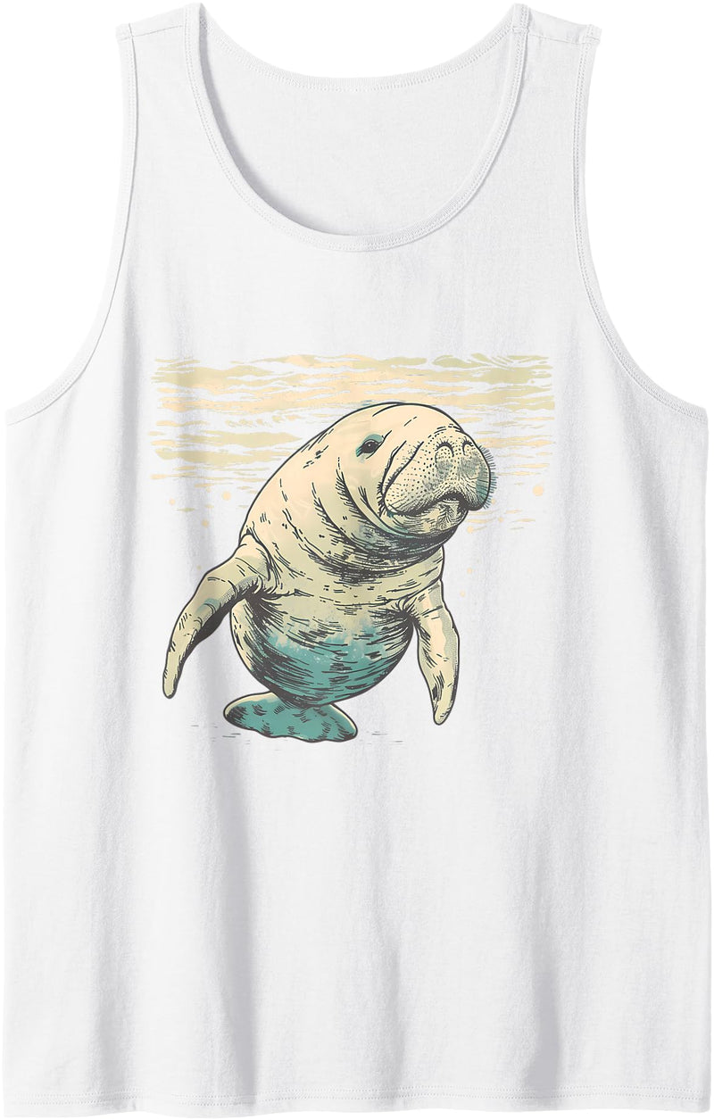 Sea Ocean Animal Art Manatee Sea Ocean Manatee Ocean Sea Animal Manatee Lover Tank Top - White