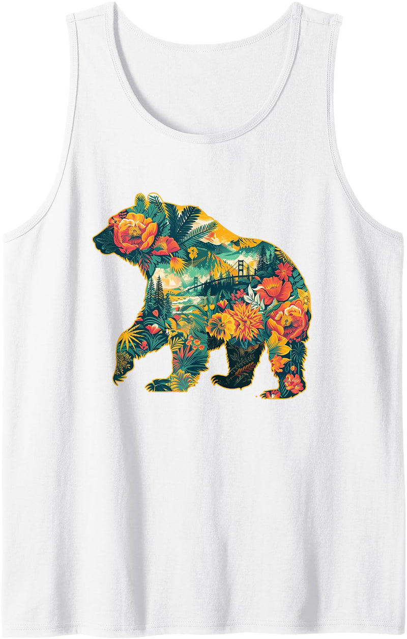 CA Style California Bear Travel Tank Top - White